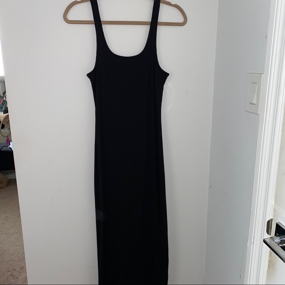 Black ribbed tank top dress